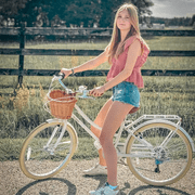 Glerc Missy 24 Girl Cruiser Kids Bike Shimano 6-Speed Teen Hybrid City Bicycle with Rack for Youth Ages 7 8 9 10 11 12 13 14 Years Old Wicker Basket & Lightweight, White