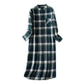 thumbnail image 2 of Wzxfashion Women's plaid pattern printed long-sleeved V-neck shirt long dress sleeping dress, 2 of 4