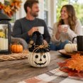thumbnail image 3 of Halloween Pumpkin Decor Set, 7"Fall Decor,Halloween Decorations, Small Witch Hat Pumpkin Figurines with Bow, Lace and Star, Vintage Farmhouse Halloween Tabletop Decor for Home Party Indoor Display-A, 3 of 11