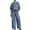 Navy, variant on Womens Round Neck Linen Blend Two Piece Set Half Zip Top and Wide Leg Pants Elastic Waist Loose Fit Breathable Casual Matching Outfit
