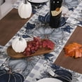thumbnail image 4 of Fall Thanksgiving Table Runner, Blue Vintage Pumpkin Maple Leaf Decorative Autumn Harvest Seasonal Table Runner for Farmhouse Kitchen Dining Indoor Home Party Decorations 13x72 inches, 4 of 6