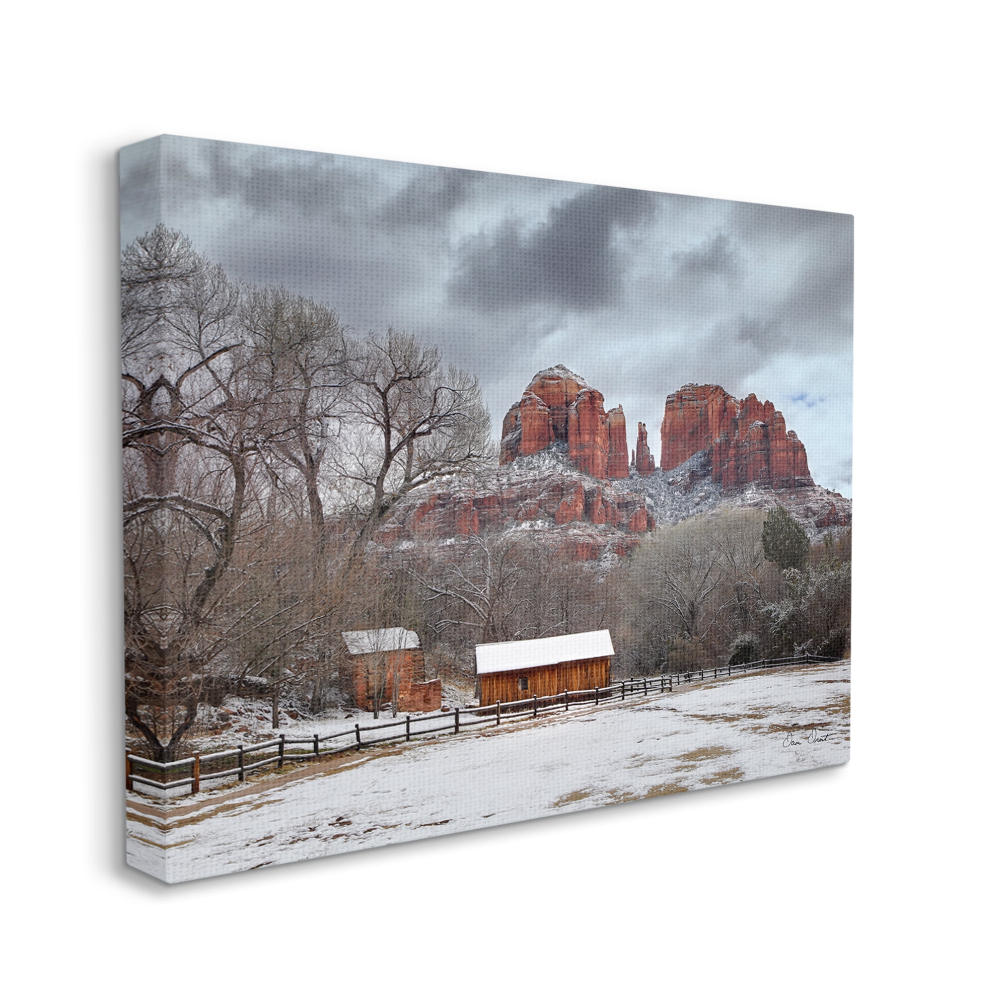 Stupell Industries Snowy Rural Landscape Nature Photography Gallery Wrapped Canvas Print Wall Art, 48 x 36