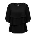 thumbnail image 7 of SETOOFF Womens 3/4 Length Sleeve Tops Chiffon Blouses Round Neck Multi Layer Ruffle Flare Sleeve Loose Casual Shirts Women Spring Summer Office Daily Outfit, 7 of 7
