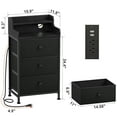 thumbnail image 2 of GUNAITO 3 Drawers Nightstand with Charging Station, Bedside Table with LED Light, Modern End Side Table for Bedroom Living Room,Black, 2 of 8