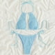 thumbnail image 3 of Trajes de baño Amzcrzy Tankini para mujer, trajes de baño, trajes de baño, bikini para mujer, color sólido, moda, tirantes ajustables, conjuntos de bikini sin espalda, azul cielo, XL, 3 of 4