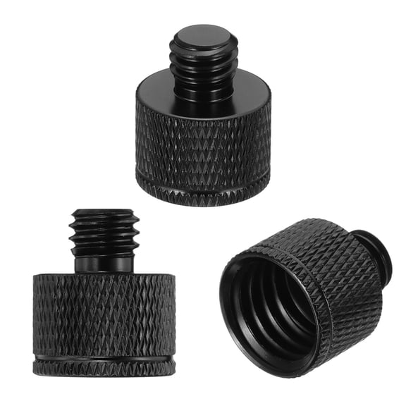Uxcell Mic Stand Adapter 5/8" Female to 3/8" Male, Microphone Screw Adapter Thread, Black 3 Pcs