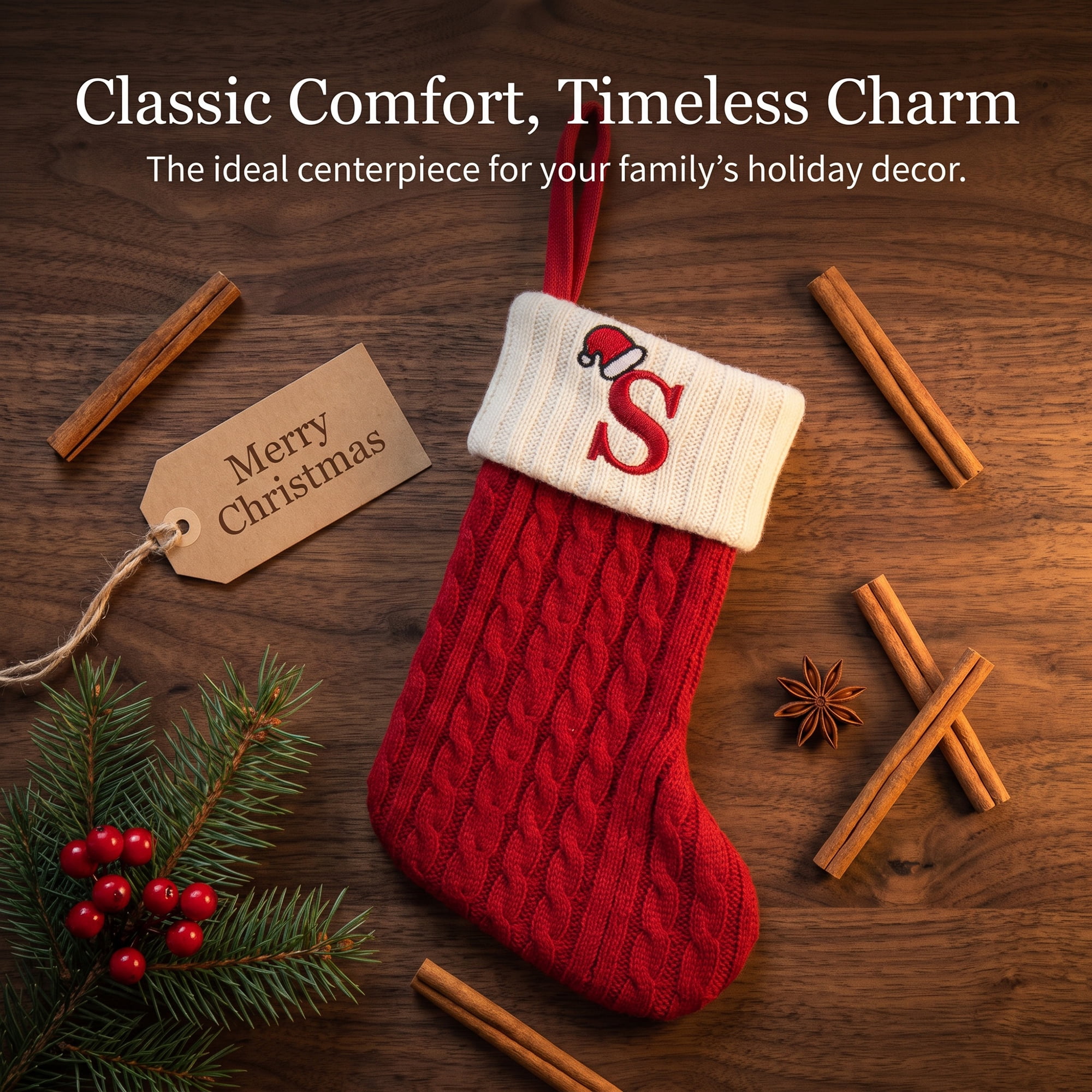 Unique Bargains Cartoon Christmas Luxury Grand Hearth Accent Stocking Letter S 8"