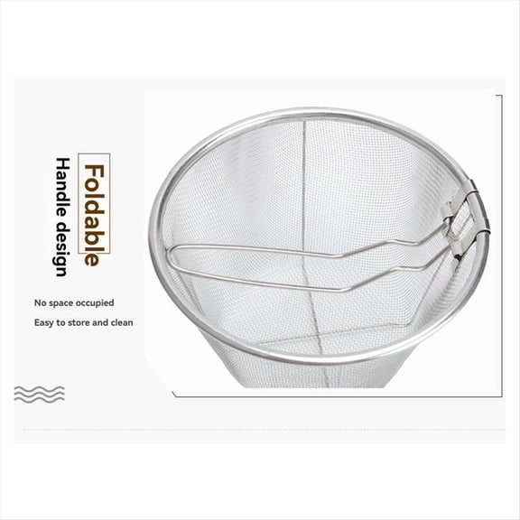Folding Fry Basket Mesh Container 7 Inch Foldable Deep Fryer Basket with Handle for Frying and Food Presentation