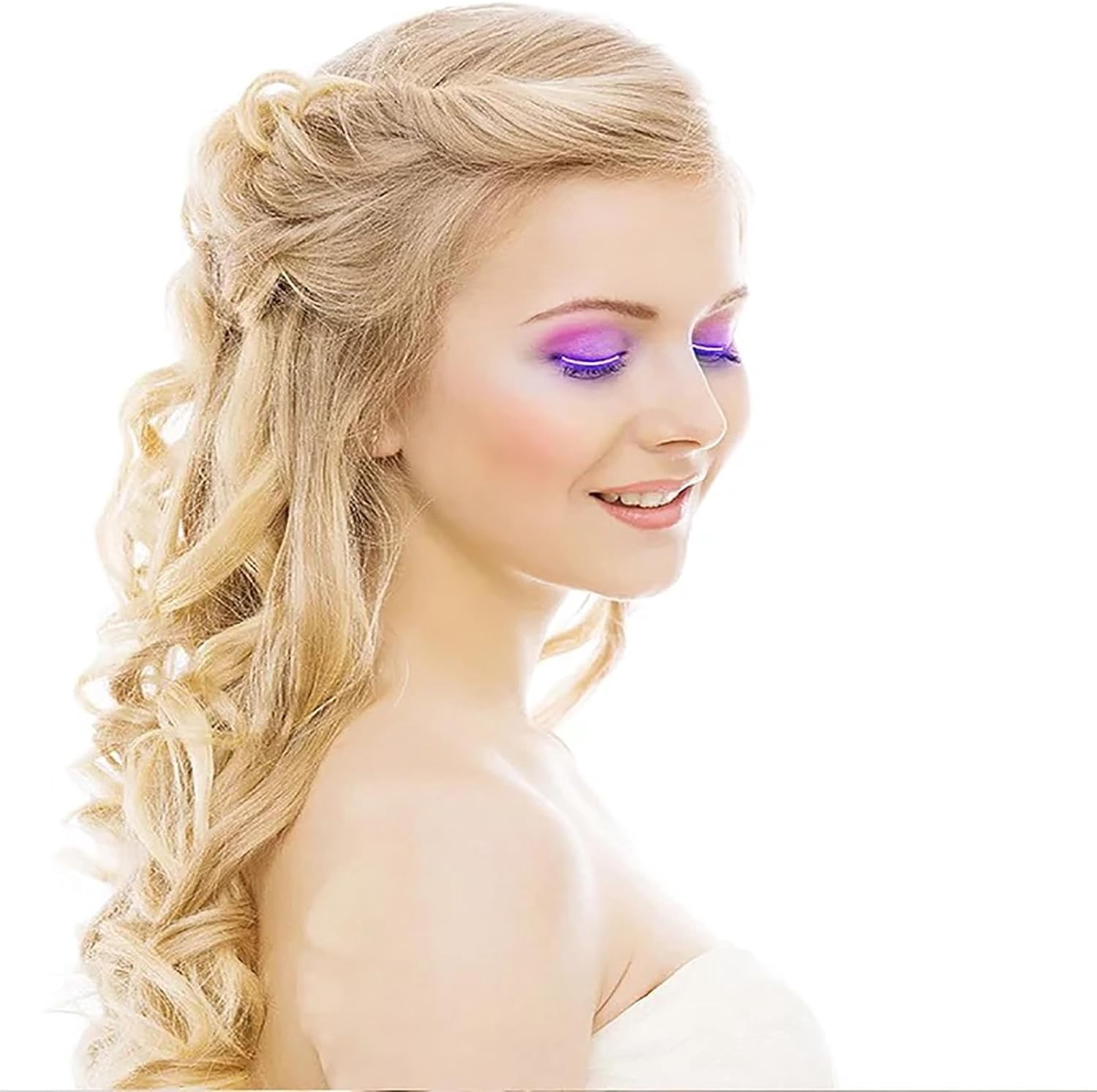 LINLIN LED Light False Eyelashes, Light Up Eyeliner, LED Eyelashes with 8 Modes, Glowing Makeup Strip Lashes Lamp Double Eyelid Sticker, for Halloween Pub Club Bar Party