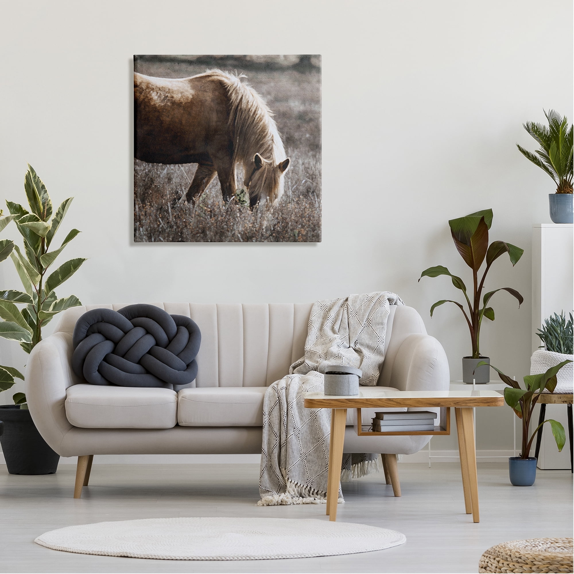 Stupell Industries Wild Horse Grazing Animals & Insects Painting Gallery Wrapped Canvas Print Wall Art, 30 x 30
