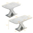 thumbnail image 2 of 47.24"-62.99"Modern Rectangle Dining Table, Stretchable, with Printed White Marble Table Top+MDF X-Shape Table Leg with Metal Base, 2 of 8