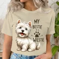 thumbnail image 3 of Camiseta con citas de razas de perros bonitos de My Bestie Is A Westie, camiseta divertida con estampado de patas de perro para mujer, regalo para amantes de los animales de dibujos animados, camiseta, 3 of 5