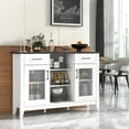 thumbnail image 2 of Costway Buffet Bahut avec 2 Tiroirs 2 Portes 3 Compartiments Ouverts 4 Étagères Blanc, 2 of 10