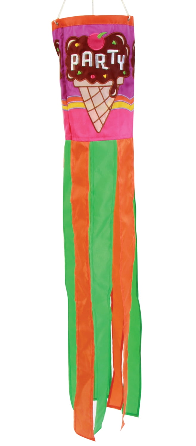 Party Ice Cream Windsock Desserts Cone Hot Fudge Sweet Treats 6" x 42" by