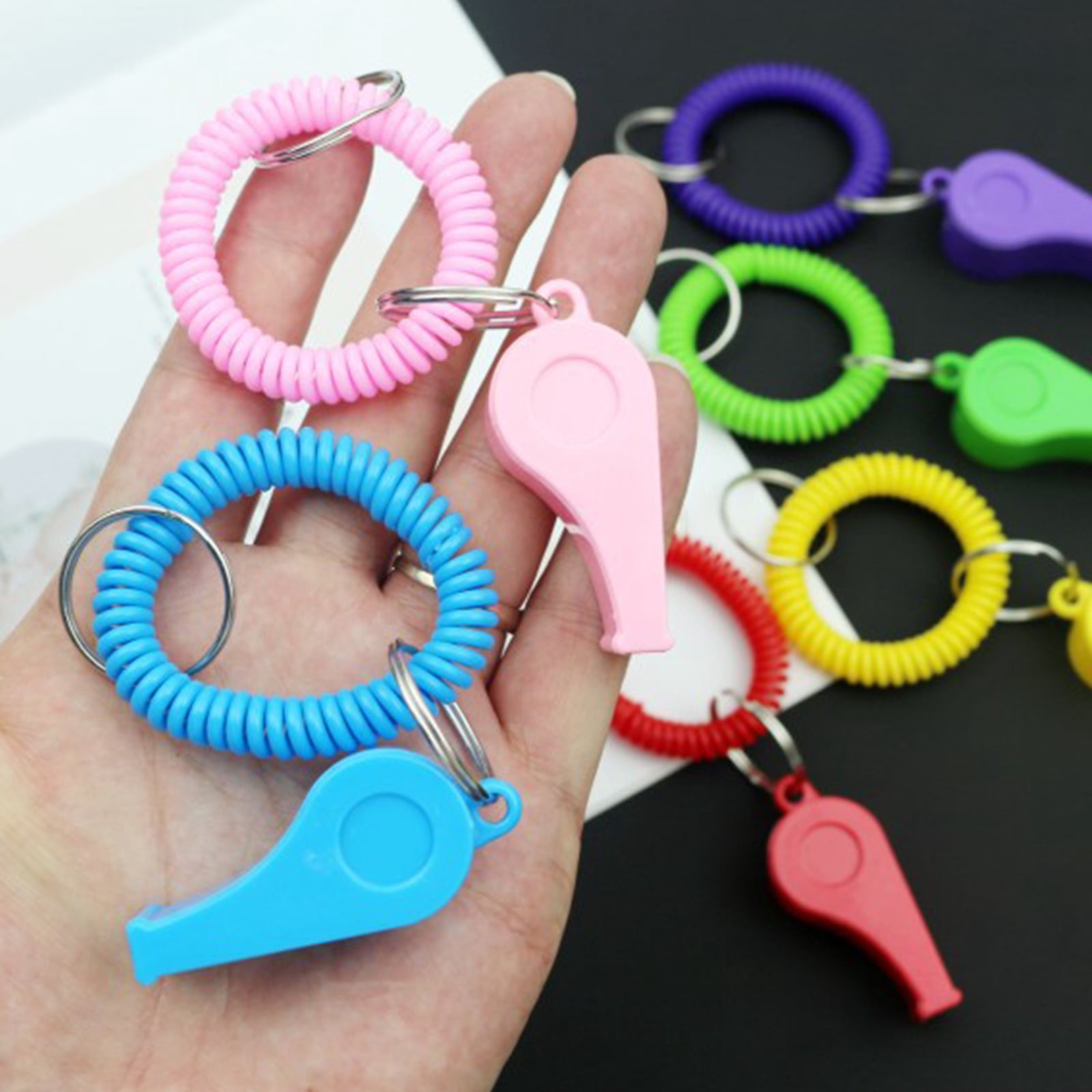 12pack Bright Plastic Sports Whistles Waterproofed Colorful Plastic Referee Whistles for Coaches Referees