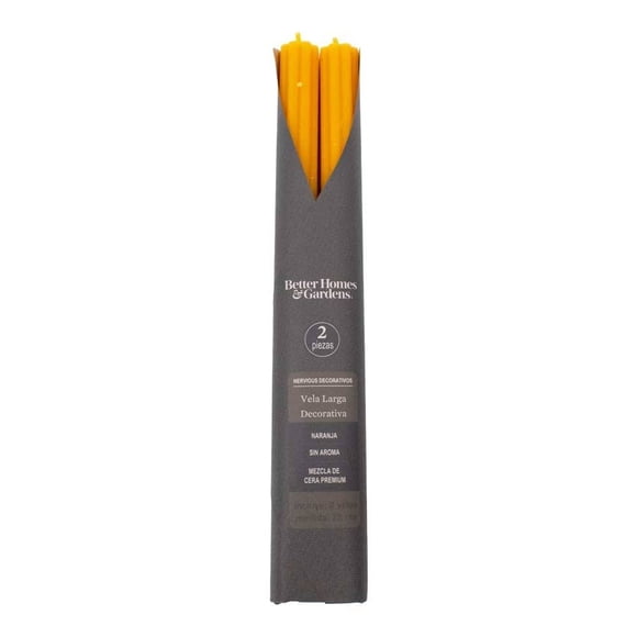 Vela Larga Decorativa Better Homes & Gardens Sin Aroma Anaranjado 2 Piezas