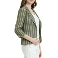 thumbnail image 4 of INSPIRE CHIC Blazer à Rayures pour Femme Manches 3/4 Décontracté Ouvert à l'Avant Revers Cranté Blazer S Vert Armée, 4 of 8