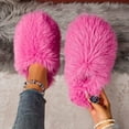thumbnail image 5 of Juosiy Women's Faux Furry Slippers Flat Cute Fluffy Bedroom Indoor Outdoor Long Hair Slip on Slide Shoes, 5 of 9