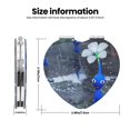 thumbnail image 3 of Qekee Pikmin Print Compact Makeup Mirror Folding Mini Pocket Mirror Portable Hand Mirror Double-Sided 2 x 1x Magnification for Woman Girls-Heart Shape, 3 of 9