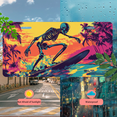 thumbnail image 5 of 1 Pcs 2D Flat License Plate Covers & Frames, Skeleton Surfing at Sunset For Decorative Front, Waterproof For Decoration Aluminum License Plate Covers & Frames Cover For Men Women, 12" X 6", 5 of 7