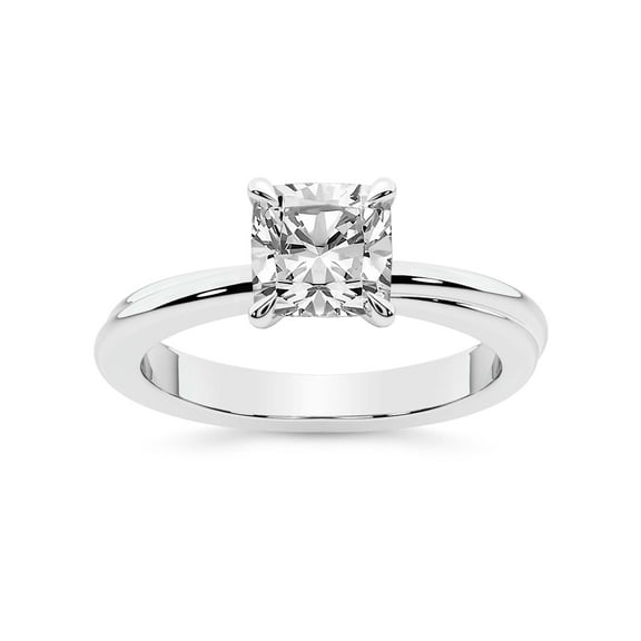 1 Carat IGI Certified Cushion Shape Lab Grown Diamond Engagement Ring | 14K White Gold | Juniper Crossover Solitaire Diamond Ring | FG-VS1-VS2 Quality Friendly Diamonds