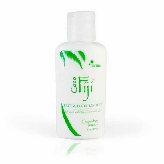 Coco Fiji  3 oz Infused Face & Body Lotion with Raw Coconut Oil, Cucumber Melon