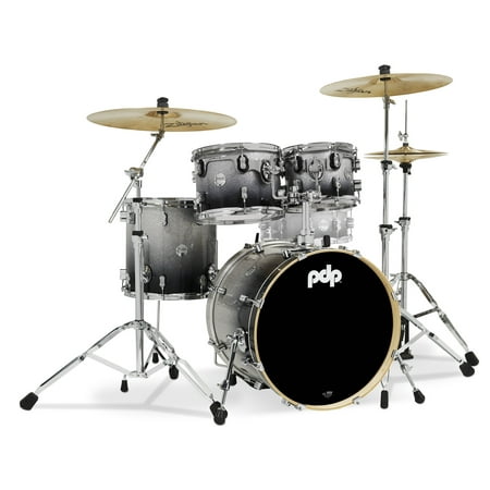 PDP PDCM20FNSB Concept Maple Drum Set, Silver & Black Fade - 4 Piece