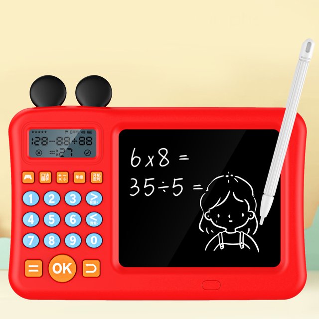 Calculatrices pour Enfants avec Bloc-Notes, Addition Soustraction Division Multiplication Calculatrice Mathématique Machine d'Apprentissage avec Tablette d'Écriture