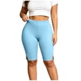 thumbnail image 2 of Mifsaly Plus Size Womens Yoga Shorts Side Button Detail High Waisted Stretchy Shorts Soft Comfortable Workout Running Gym Cycling Clothes Light Blue,XL, 2 of 8