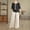 Black, variant on Womens Linen Pants 2 Piece Outfits Work Sets For Women Trouser Pants Suits Cotton Linen Pants Set Linen Beach Set Wide Leg Pants Lounge Set Linen Pajamas Women Set Beach Travel Set