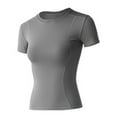 thumbnail image 5 of Womens Workout Compression Shirts Solid Color Short Sleeve Crew Neck Basic Yoga Tops Lightweight Soft Comfy Slim Fit Tees, 5 of 5
