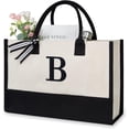 thumbnail image 1 of GFDYREE Personalized Initial Canvas Beach Bag, Monogrammed Gift Tote Bag for Women, 1 of 7