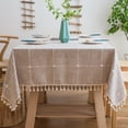 thumbnail image 4 of Jinsinto Rectangular Stain-Proof Tablecloth Outdoor Waterproof Table Cloth Cotton and Linen Table Cloth Suitable for Kitchen, Garden, Birthday Decoration(Brown square,140 x 140cm), 4 of 5