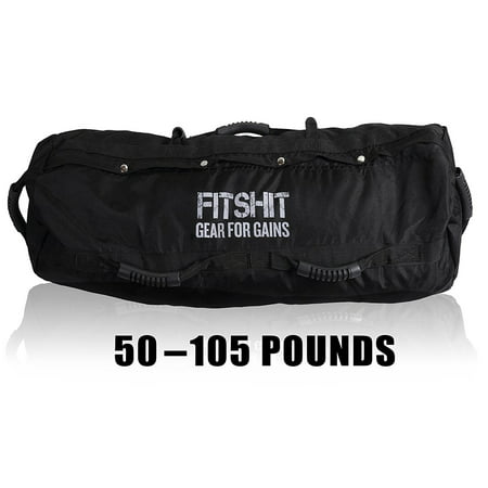 FITSHIT Heavy Duty Sandbags for Fitness Workout? 50-110lbs Durable Black Sandbag? Weight Equipment for Lifting ? for Weightlifting, Powerlifting, Bodybuilding, Training, and Gym