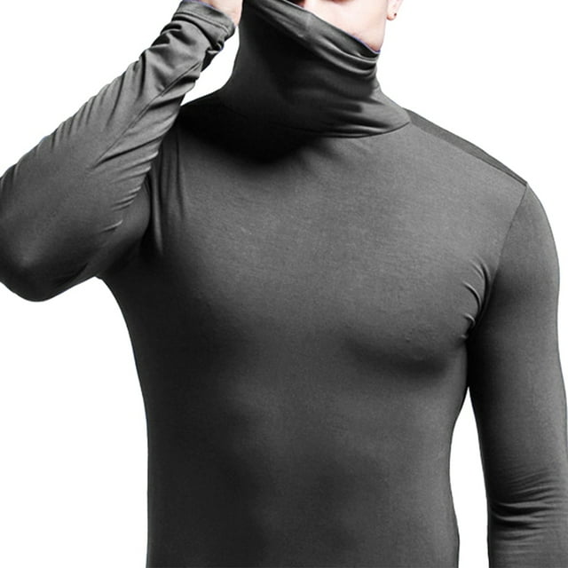 Chemise Thermique pour Hommes Col Roulé Manches Longues Couche de Base Tee-Shirt Thermique
