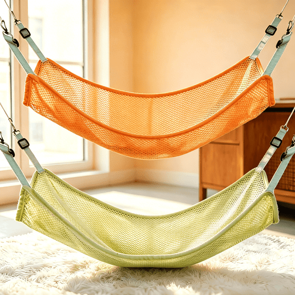 2 Pack Cat Cage Hammock Bed Adjustable, Comfortable Pet Hanging Bed Breathable Mesh, Accessories For Indoor Or Outdoor Cats,For Puppy,Ferret,Rabbits,Small Animals Sleep Pad