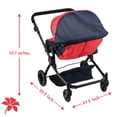 thumbnail image 3 of HUSHLILY - Reversible Double Doll Luxury Stroller with Adjustable Canopy & Basket (Red & Denim Blue), 3 of 7