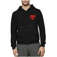 thumbnail image 2 of Mrmaere Men's Hooded Jacket Full-Zip Cut-Out Sleeve Graphic Print Stylish Casual Outerwear for Daily & Leisure Black M, 2 of 6