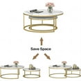 thumbnail image 4 of DEALTOPS Round Nesting Coffee Table, Set of 2 Modern Coffee Table with Faux Marble Top for Living Room, Apartment, Office - Gold, 4 of 7