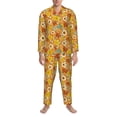 thumbnail image 3 of Fotbe Daisy maple fall Pattern Long Sleeve Pajama Set for Men,Sleepwear Set,2-piece Loungewear Set,Soft PJs Comfy Nightwear with Pockets-Large, 3 of 7