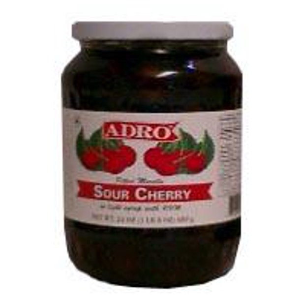Pitted Morello Sour Cherry in Light Syrup with RUM (Adro) 24oz