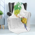 thumbnail image 4 of Map Soft Flannel Fleece Blanket, Map of South and North America with Countries Capitals and Major Cities Colorful Design, Cozy Plush for Indoor and Outdoor Use, 70" x 90", Multicolor, by Ambesonne, 4 of 5