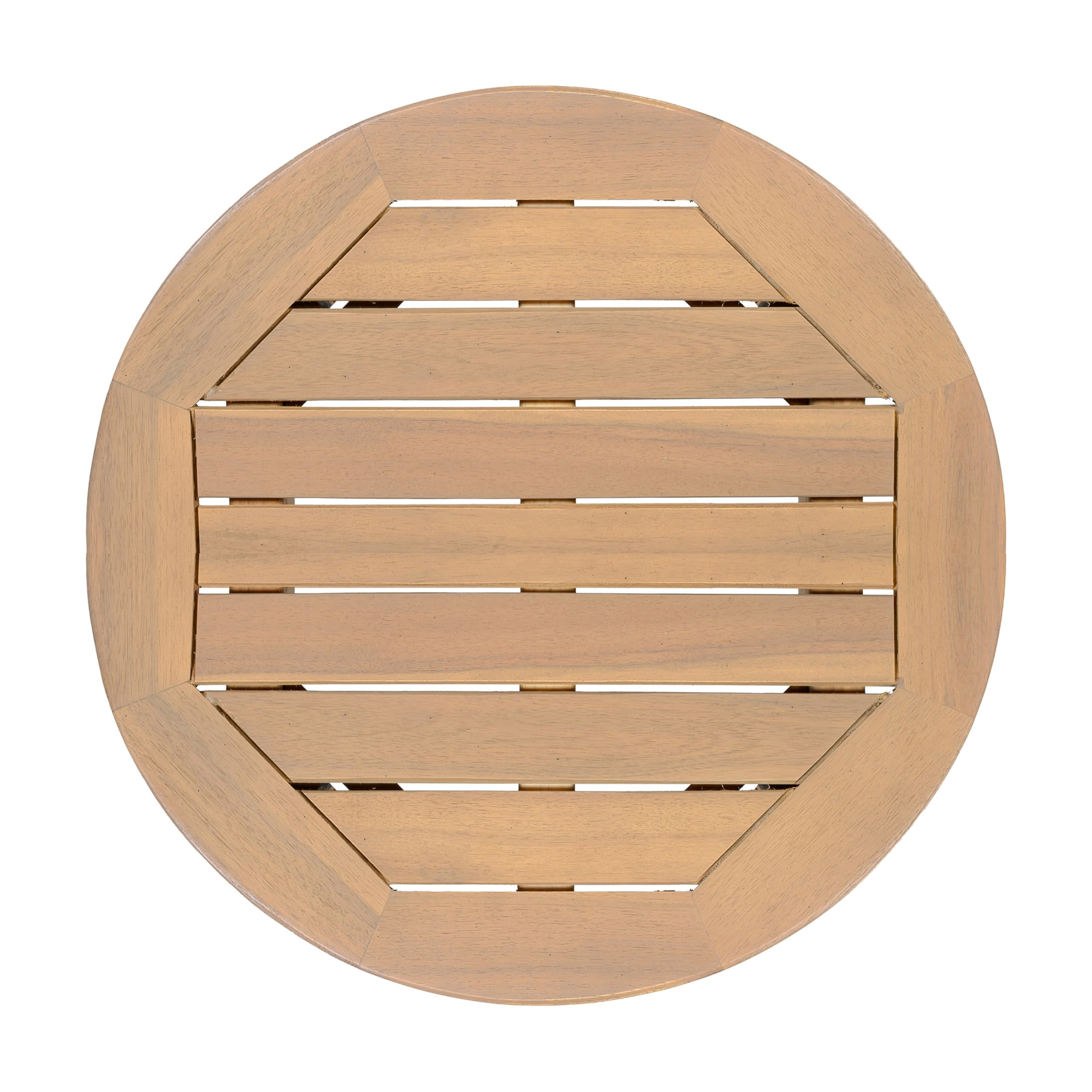 Christopher Knight Home 19.69" Acacia Wood Patio Side Table, Round Slatted Outdoor End Table, Light Teak