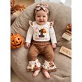 thumbnail image 6 of RUINIXCW Newborn Baby Girl My First Thanksgiving Outfits Infant Baby Girls Fall Winter Clothes Cute Turcky Printed Long Sleeve Romper and Flared Pants Headband Set, 6 of 9