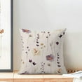 thumbnail image 3 of Watercolor Floral Pillow Covers 18x18 Inch Set of 2, Outdoor Plum Beige Flower Decorative Throw Pillows Farmhouse Linen Modern Minimalist Floral Pillow Case for Sofa Couch Home Decor, 3 of 6