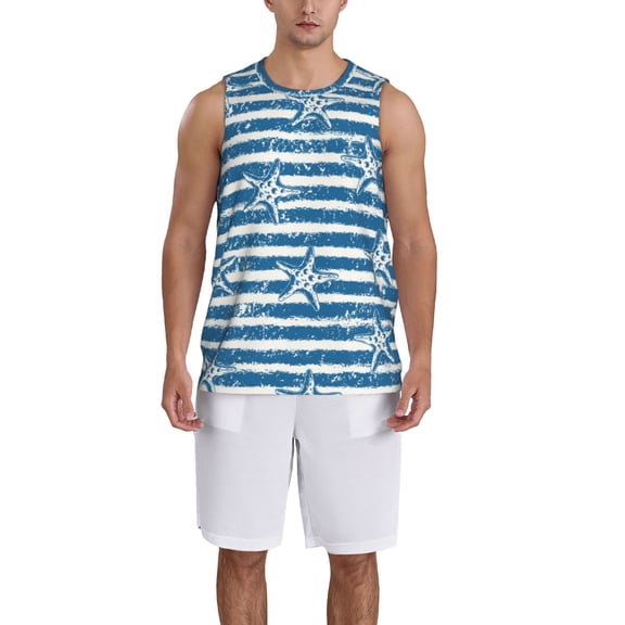 Xecao Ocean on Striped print basketball shirt for both men and women, a unisex basketball jersey perfect for theme parties-Small