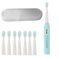 thumbnail image 1 of Fiudx Cepillo de Dientes Eléctrico, 8 Cabezales de Repuesto, 5 Modos de Vibración, Carga Usb, Blanqueamiento y Limpieza Sensible, Ideal para Viajes, Cuidado Bucal para Adultos, Recargable., 1 of 3