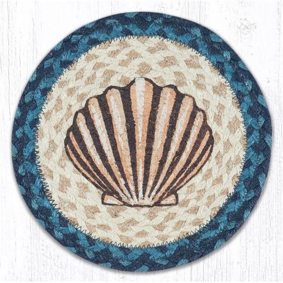 10 in. Jute Round Scallop Printed Trivet