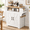 White + Natural-23.6"L x 13.8"W x 31.5"H, variant on Coffee Bar Cabinet Kitchen Island With Storfarmhouse Sideboard Buffet Dual-purpose Floating Shand Hooks For Living Room White Kf2