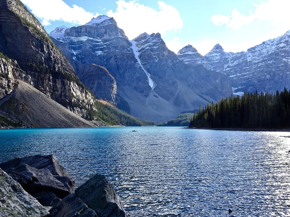 Emerald Lake Mountains Canada Blue Rockies-12 Inch BY 18 Inch Laminated